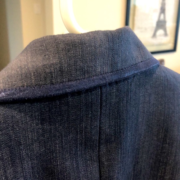 Womens sz 2 fitted denim suit blazer with shoulder pads - Picture 7 of 9